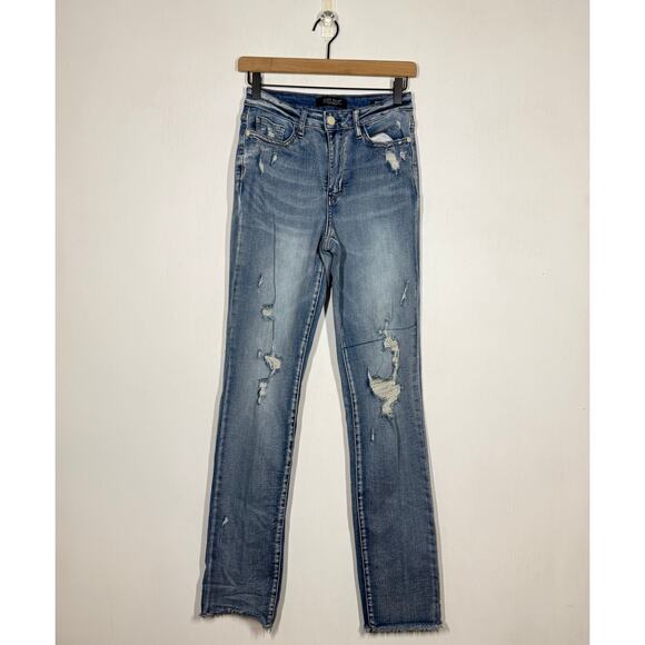 Judy Blue Jeans Boyfriend Fit Size 3/26 Blue Denim High Rise Mid Rise Distressed - Picture 1 of 10
